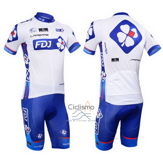 Fdj Ropa Ciclismo Culotte Corto 2013 Mangas Cortas Blanco y Azur